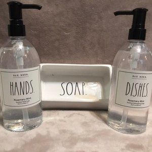 Rae Dunn Refillable Hand Dish Soap Bottles Set